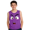 thumbnail image 4 of Boys Graphic Tank Top Sleeveless Funny Face Shirt for Kids Purple Summer Cartoon Tee Soft Polyester Spandex Blend Casual Play Clothes,Size 8 T, 4 of 6