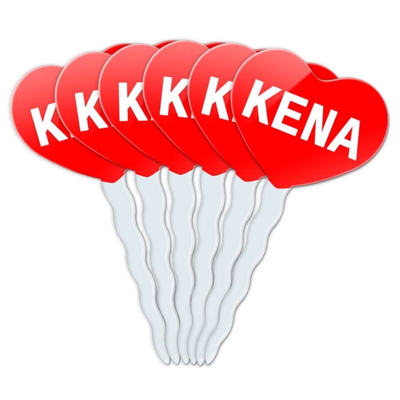 Kena Heart Love Cupcake Picks Toppers - Set of 6