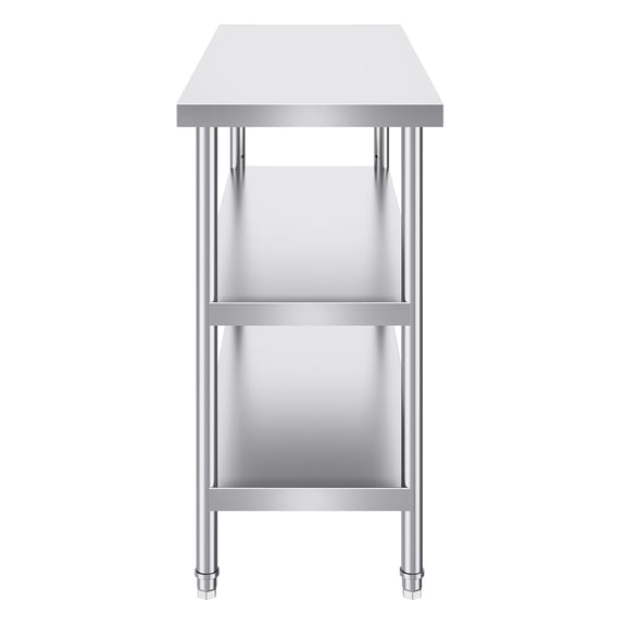 Commercial Stainless Steel Work Table, 48 Inch Heavy Duty Prep Table with Adjustable Shelves for Kitchen, Restaurant, BBQ, and Home Use