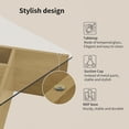 thumbnail image 6 of AENKYO Modern 31.5" Square Glass Coffee Table with Tempered Glass Top and Wooden X-Frame Base, Natural Color, 6 of 9