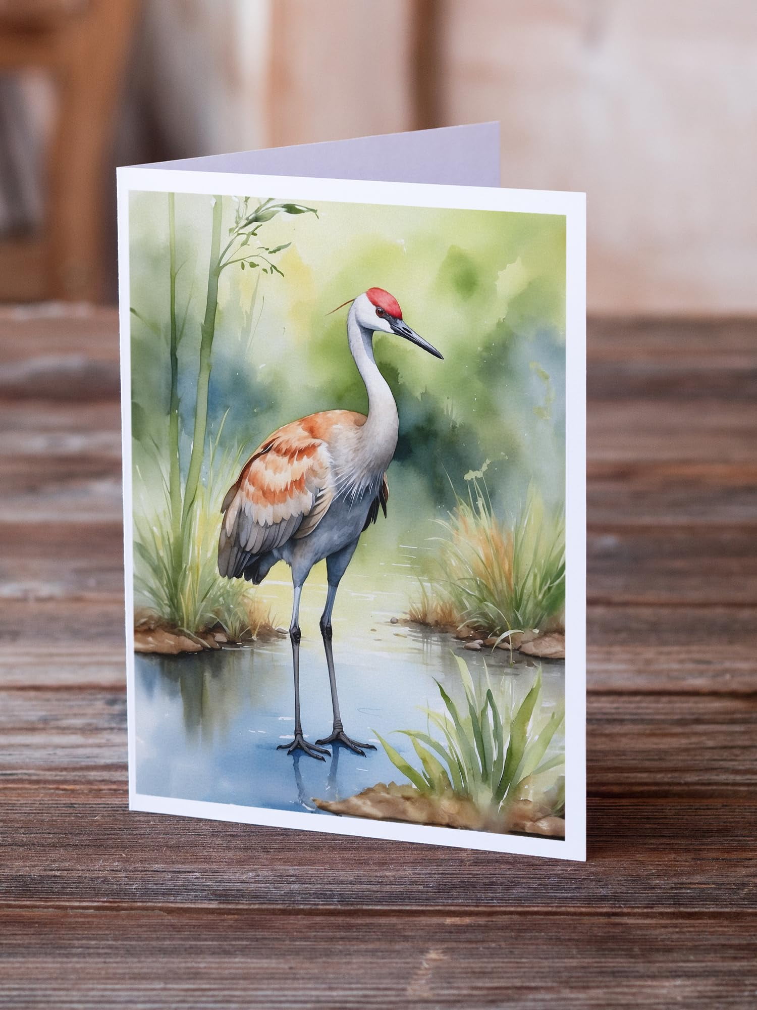 Carolines Treasures DAC7479GCA7P 5 x 7 in. Sandhill Crane Greeting Cards - Pack of 8