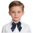 thumbnail image 3 of qolati Boys Ties Neckties Solid Color Kids Necktie Adjustable Woven Formal Kids Tie Wedding School Graduation Navy, 3 of 7