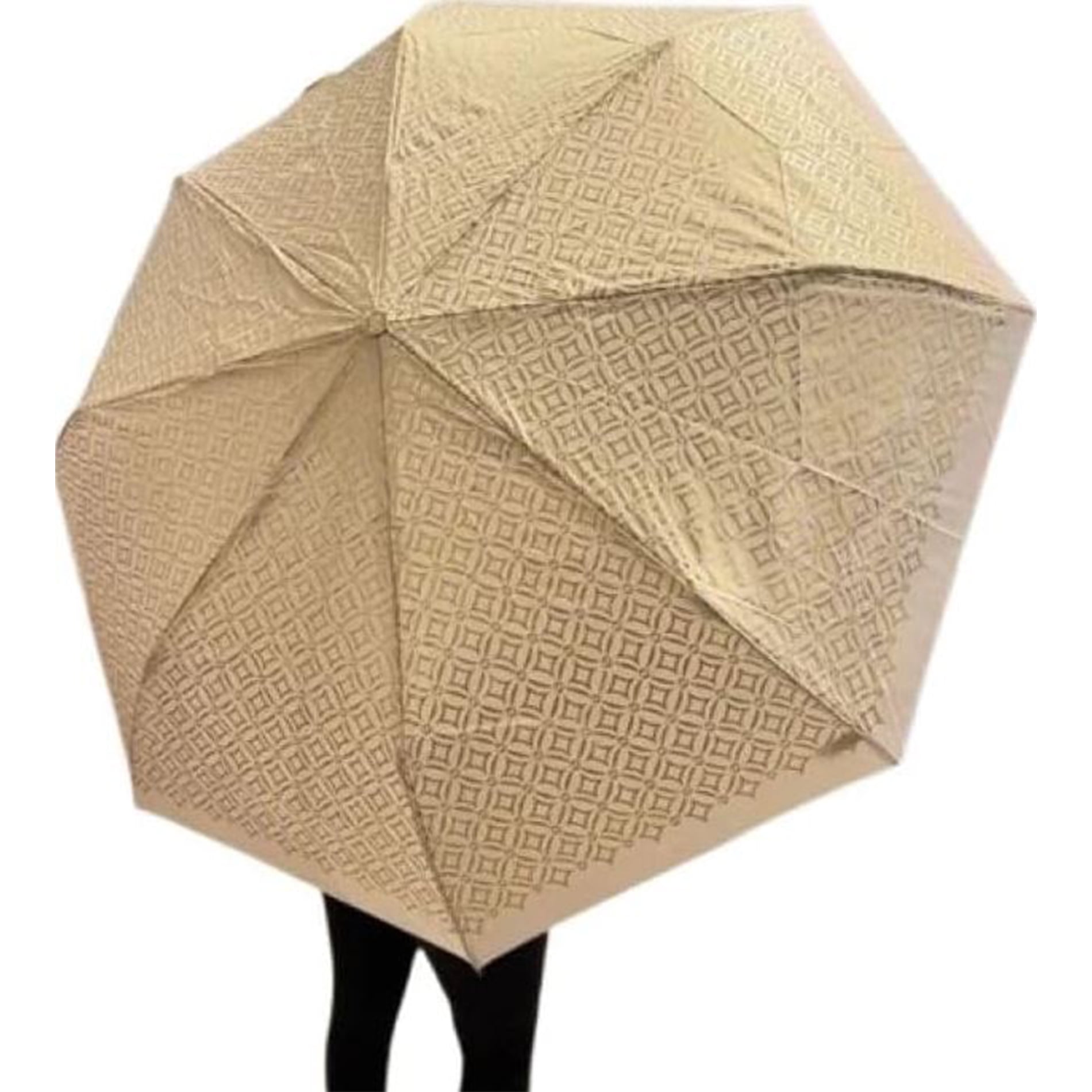 Michael Kors Womens Travel Umbrella Push Button Folding Pale Gold Multi 35F4GTFN1M-PL GL