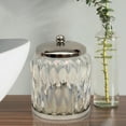 thumbnail image 4 of nu steel GLA330-1 Glacier Q tip Holder, Bathroom Vanity Glass Storage Organiser Canister, Apothecary Jar Swabs, Round Cotton Balls, Rainbow Lustre Finish, 4 of 9