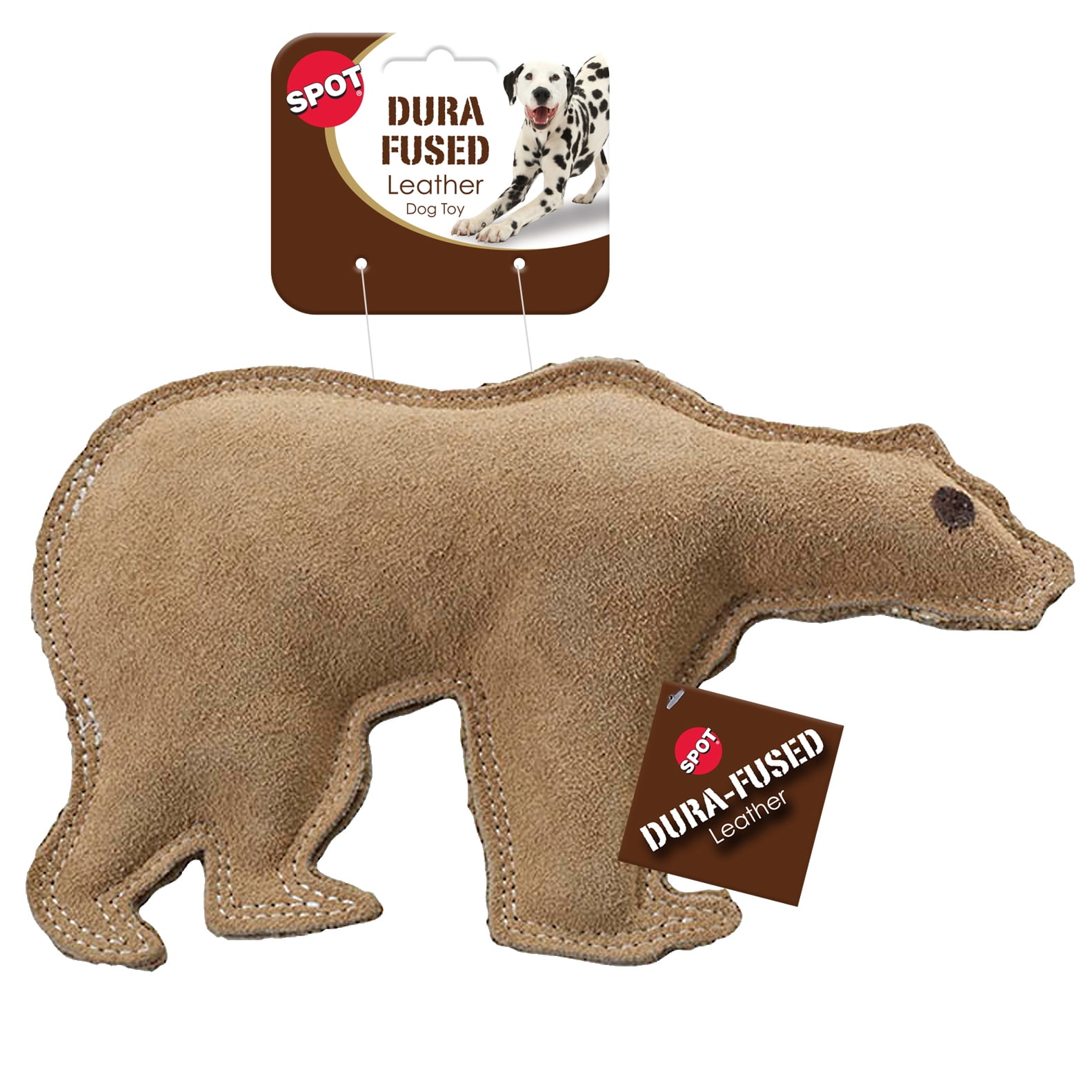 SPOT Durafused Leather Bear Large Dog Toy