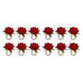 thumbnail image 4 of Anillos de Servilleta de Flores Artificiales Injueey 6 Piezas Rojo 2Conjunto, 4 of 6