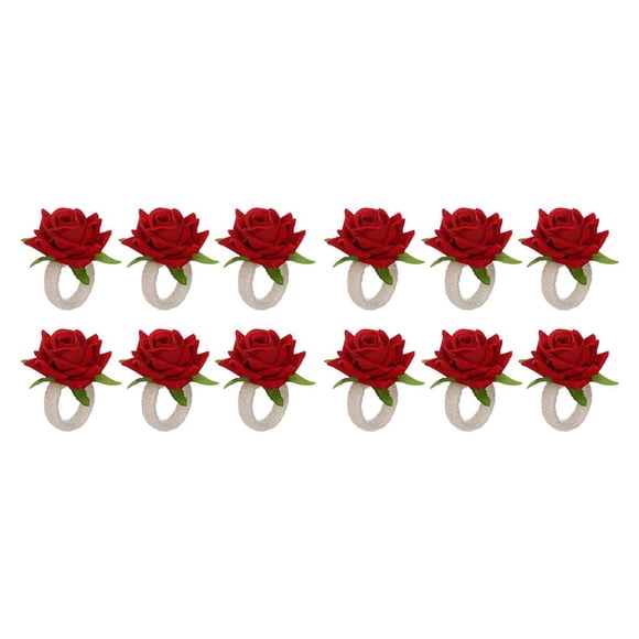 Servilletero de flores artificiales Toystoory 6 piezas decoración romántica color Rojo 2Conjunto