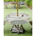 thumbnail image 4 of Fsddascl Beige Light Green Outdoor Tablecloth - 54 Inch Round Dining Table Cover, Farmhouse Wooden Striped Waterproof Outdoor Table Cloth with Umbrella Hole & Zipper for Picnic/Patio/Party, 4 of 7