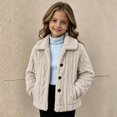 thumbnail image 6 of Cethrio Girls Fleece Jacket, Warm Collared Long Sleeve Button Front Winter Outerwear Size 5-6 Years Beige, 6 of 6