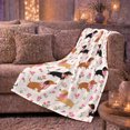 thumbnail image 6 of Playful Dachshund Pups Pink Bows Whimsical Dog Lovers, Playful Pet Portrait Pattern, Warm Flannel Blanket for Living Room and Bedroom, Dog Lovers Just Because Gift, Pet Lover Home Decor, 6 of 9