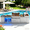 Propane Gas, variant on 112 Inch Propane Outdoor Kitchen Island with Built-in BBQ Grill, Pizza Oven, Side Burner & Rotisserie, 108000 BTU, Includes Refrigerator, Granite Countertops, and Storage Cabinets