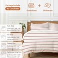 thumbnail image 6 of 3 Piece Red Striped Duvet Cover Set Full Size, Microfiber Comforter/Quilt Cover with Corner Ties and 2 Pillowcases, Rustic Red Stripe Modern Art Beige All Season Soft Bedding with Zipper Closure, 6 of 8