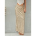 thumbnail image 6 of Sunisery Women Sequin Long Skirt Glitter Elastic Waist Casual Sparkle Midi Skirt Party Club Skirts, 6 of 8