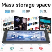 Android 15 Tablet 7 inch Tablets, 8GB RAM 32GB Storage 1TB Expand Quad-Core Processor Tablet PC, 1024 x 600 IPS HD Touch Screen, 2MP+5MP Dual Camera, 3000mAh Battery, WiFi, Bluetooth, GMS, Black