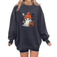thumbnail image 2 of Halloween Sweatshirt for Women Hoodless Sweatshirt Casual Crewneck Long Sleeve Pullover for Fall Winter Wear Grey M, 2 of 5