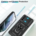 thumbnail image 2 of Samsung Galaxy S21 Case,Compatible with Samsung Galaxy S21 Case with HD Screen Protector with Slide Camera Cover, 360° Rotation Ring Kickstand [Military Grade] Case for Samsung S21,Black, 2 of 8