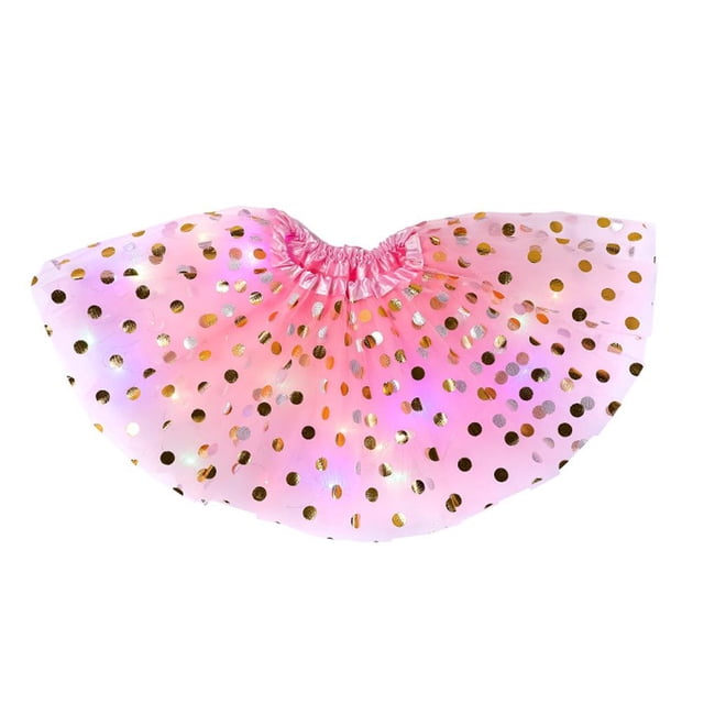 CAIROYAR Falda tutú de tul con lentejuelas y luces LED para niñas, disfraz de hada para fiesta