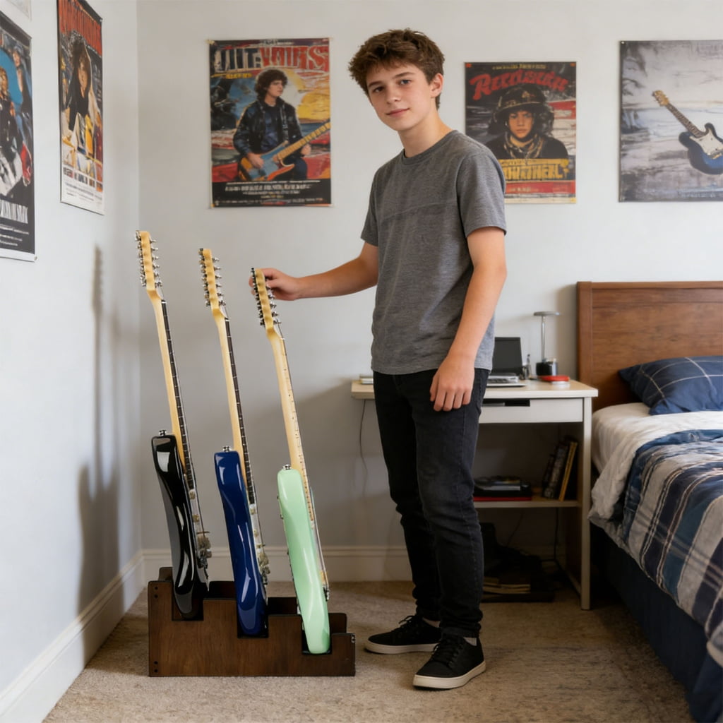 Elegant Vertical Guitar Rack For Multiple Electric Guitars Compact Design Including Soft Padding