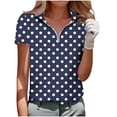 thumbnail image 3 of BRGZLK Womens Short Sleeve Golf Tennis Shirts Zip Up Casual Summer Athletic Workout Tops Tee Solid/Floral For Office Vacation, 3 of 6