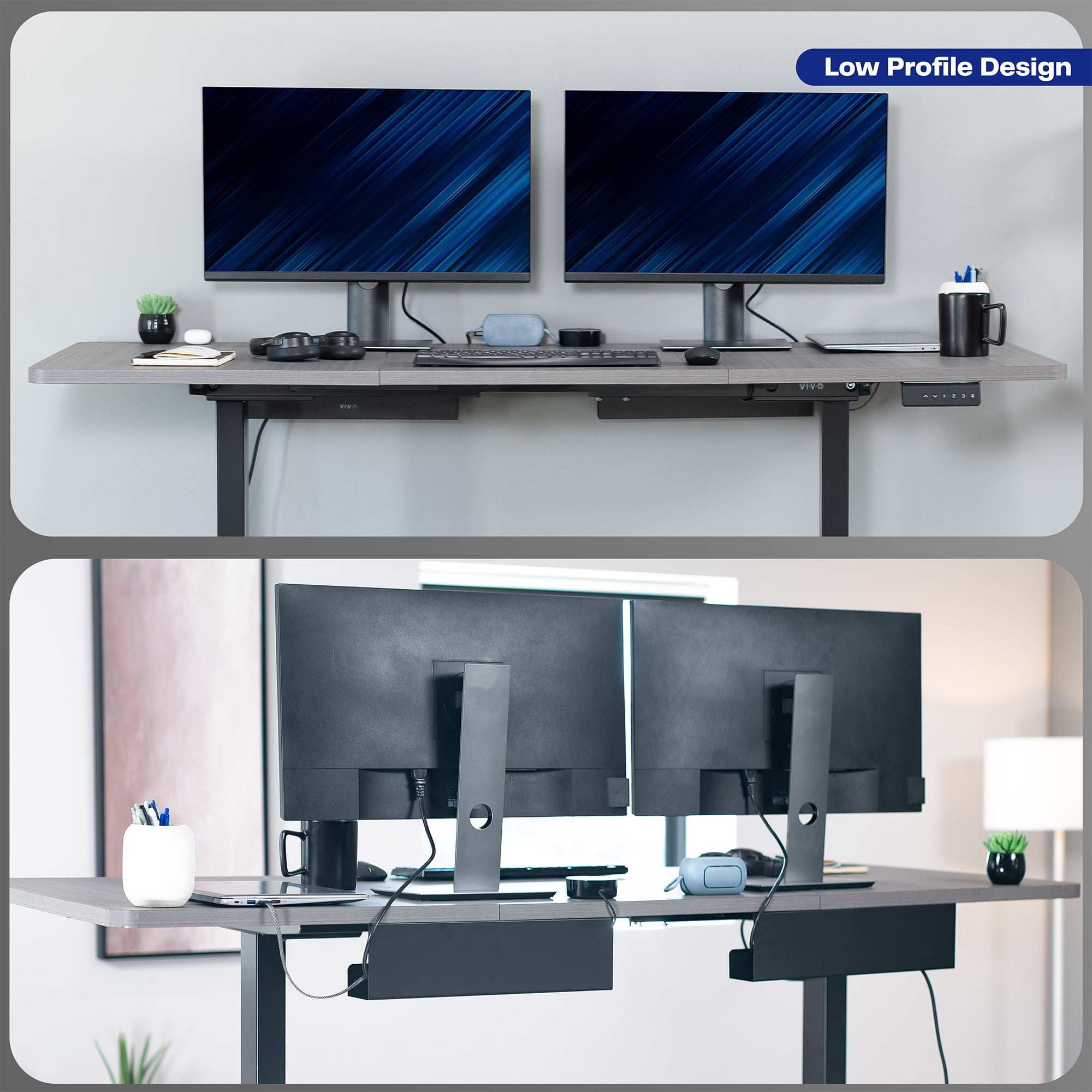 VIVO Black Dual Under Desk 17" Cable Management Trays, Wire Organizers (2 Pack)