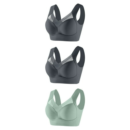 LFEOOST 3 Pack Bras for Women No Underwire Seamless Sexy Push Up Wireless Bra  Breathable Lace Comfort Bra for Large Sizes Green XXXXXL