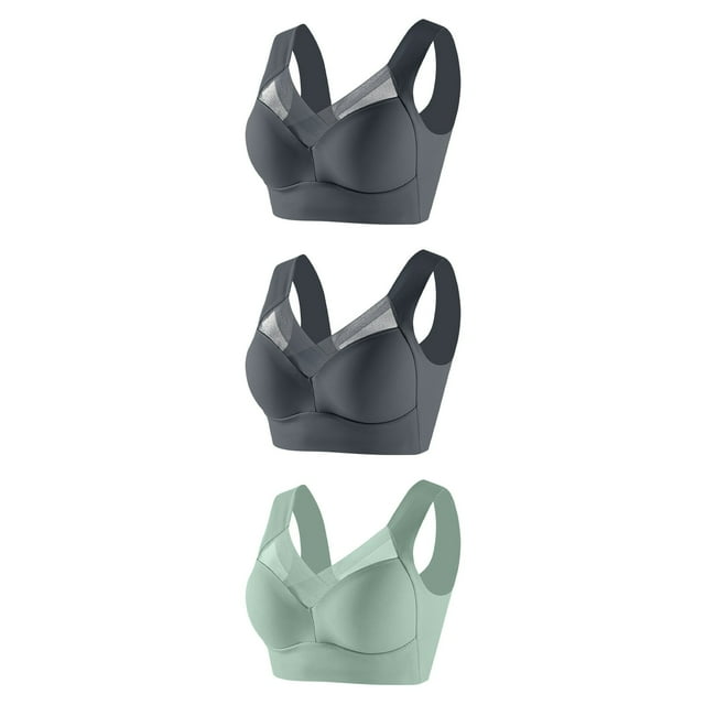 DPTALR 3PC Women Without Underwire Underwear Thin Lace Solid Color Push-up Adjustment Bra