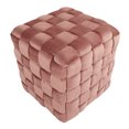 thumbnail image 3 of DeeHome Square Braided 16" Ottoman in Blush Pink Velvet by LumiSource, 3 of 6