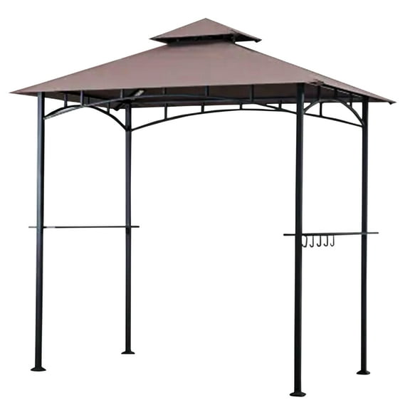 Four Seasons Courtyard Grill Gazebo With LED Lights and Steel Frame, Brown