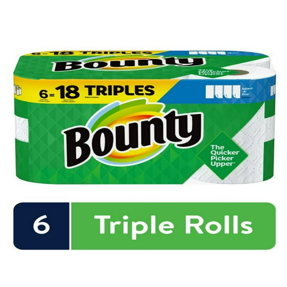 Bounty Select-A-Size Paper Towels, White, 6 Triple Rolls = 18 Regular Rolls, 6 Count (2 Pack)