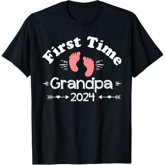 Playful Comfort Tee - First Time Grandpa 2024 Grandpa Family New Baby Girl T-Shirt