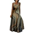 thumbnail image 2 of Fankiway Robe Longue d'Été Sans Manches à Col en V Imprimé Géométrique Grande Taille Robes de Plage pour Femmes, 2 of 6