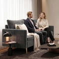 thumbnail image 2 of LAZZO 60" Loveseat Sofa with Hidden Storage, Fabric Upholstered Couch with USB Charging Ports for Living Room, Gray, 2 of 8