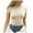 Beige, variante sur Lixiuxyad T-Shirts d'Été à Manches Courtes pour Femmes, Col Rond, Côtelé, Coupe Ajustée, Chandails Décontractés, Tee, T-Shirt, Brun, TTG
