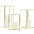 Koyal Wholesale Gold Geometric Hurricane Candle Holder Set of 3 for