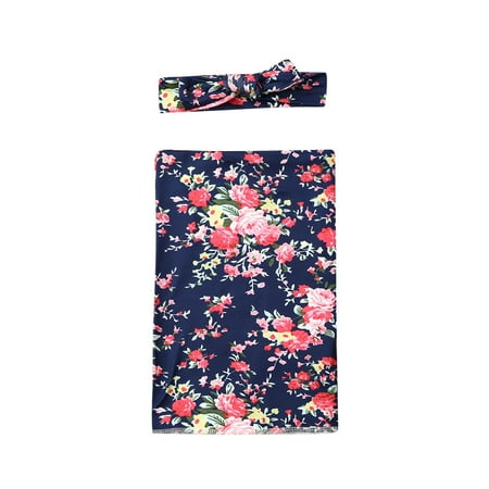 

Lajitongtong Newborn Baby Floral Swaddle Wrap Swaddling Sleeping Bag Blanket Headband Set