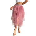 thumbnail image 2 of Womens Irregular Mesh Tulle Skirt High Waist Versatile Slimming Layered Tutu Skirt Pink M, 2 of 7