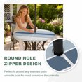 thumbnail image 4 of Round Outdoor Tablecloth with Umbrella Hole and Zipper, Grey Blue Stripes Tablecloth with Elastic Waterproof, Country Modern Gradient Lines Art Patio Table Covers for 45" - 54" Picnic Pool Tables, 4 of 9