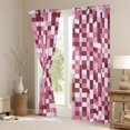 thumbnail image 3 of Homewish Pixel Artistic Curtains Pack of 2 (42x84 Each),Pink White Curtains Blackout,Modern Geometric Aesthetic Bedroom Curtains For Girl Boys,Breathable Home Decor, 3 of 6