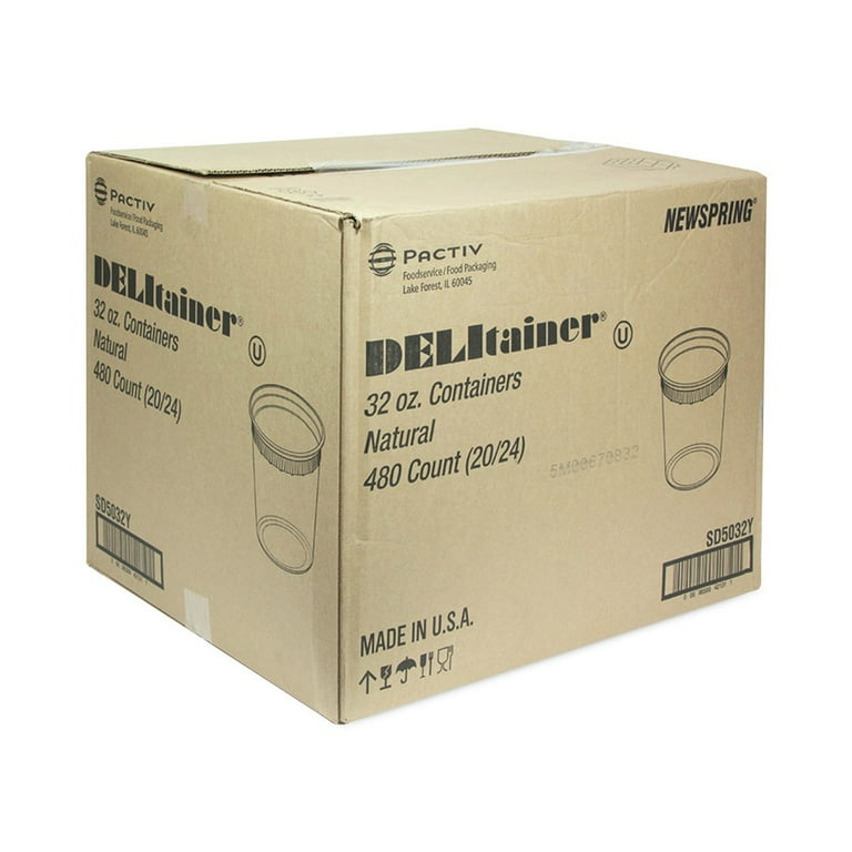 Newspring DELItainer Microwavable Container, 32 oz, 4.55 x 4.55 x 5.55, Natural, Plastic, 480/Carton Newspring DELItainer Microwavable Container, 32 oz, 4.55 x 4.55 x 5.55, Natural, Plastic, 480/Carton