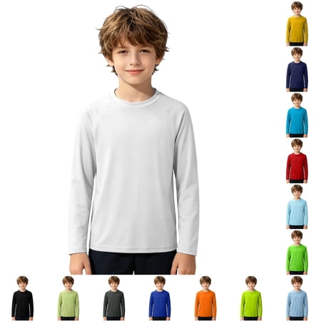 Shachafan Boys Long Sleeve Swim Shirt Summer Beach Sun Rash Guard For Kids Solid Color Swim Shorts for Toddlers