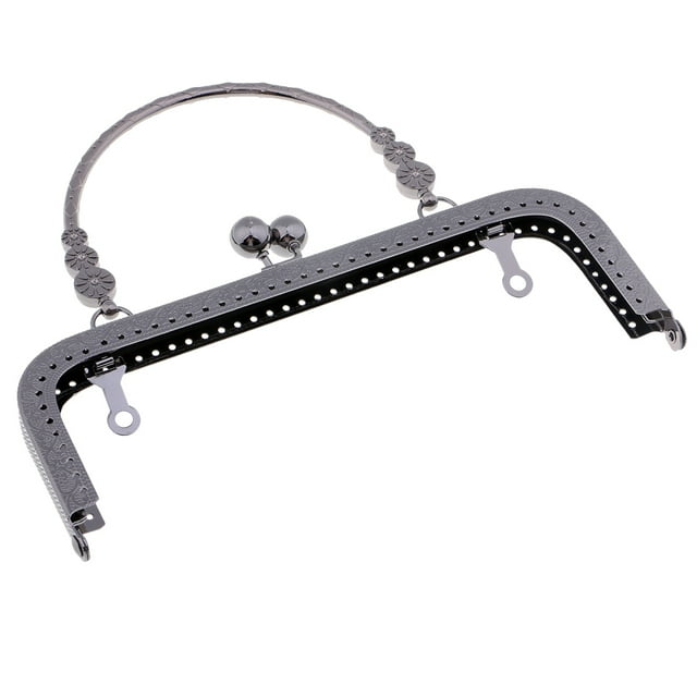 Correa de metal para bolso de mano, cierre de bolsillo, asa para coser, 18 cm Negro
