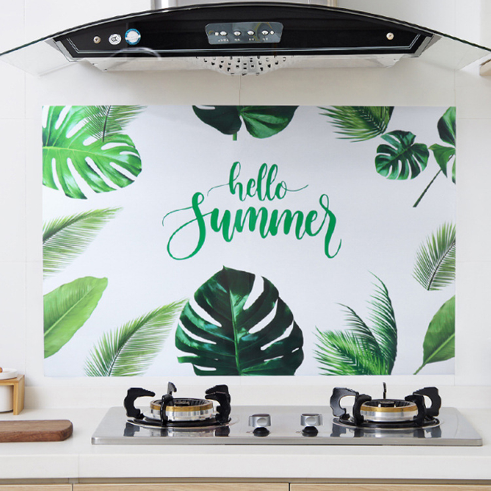 60x90cm Monstera Kitchen High Temperature Resistant Oilproof Tile Wall