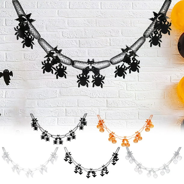 Halloween En Panel, Diseño En Araña y Murciélago, Decoración Colgante Reutilizable, Decoración para Fiestas, Configuración de Aulas de Oficina, 118 Pulgadas de Largo, Fácil de Plegar y Almacenar.