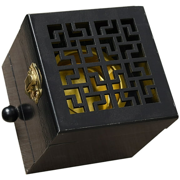 Wooden Incense Burner Box Black Ornament Fragrance Aromatherapy