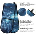 thumbnail image 4 of 35" x7" Double Oven Mitt Heat Resistant Oven Gloves Withstands Up to 200°C for Kitchen Baking & BBQ Three Blue Wolves, 4 of 6