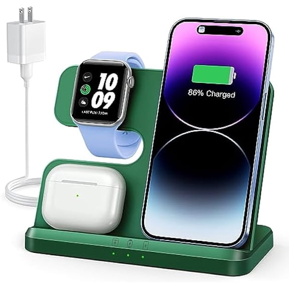 FU19993 in 1 Charging Station for Apple Wireless Charger for iPhone 16 15 14 13 12 11 X 8 & for Apple Watch Charger Wireless Charging Station for Multiple Devices for AirPods 4 3 Pro