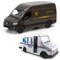 thumbnail image 1 of Maquetas de juguete de metal fundido a presión, juego de 2 unidades UPS Mercedes-Benz Sprinter y camión de correo postal de los Estados Unidos Grumman LLV, 12,7 cm, 1 of 5