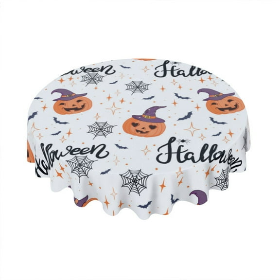 Eveokoki Halloween Tablecloth Halloween Holiday Pattern Tablecloth Washable Round Tablecloth 60 Inch Reusable Table Cloth for Home Party Dining Table Decor