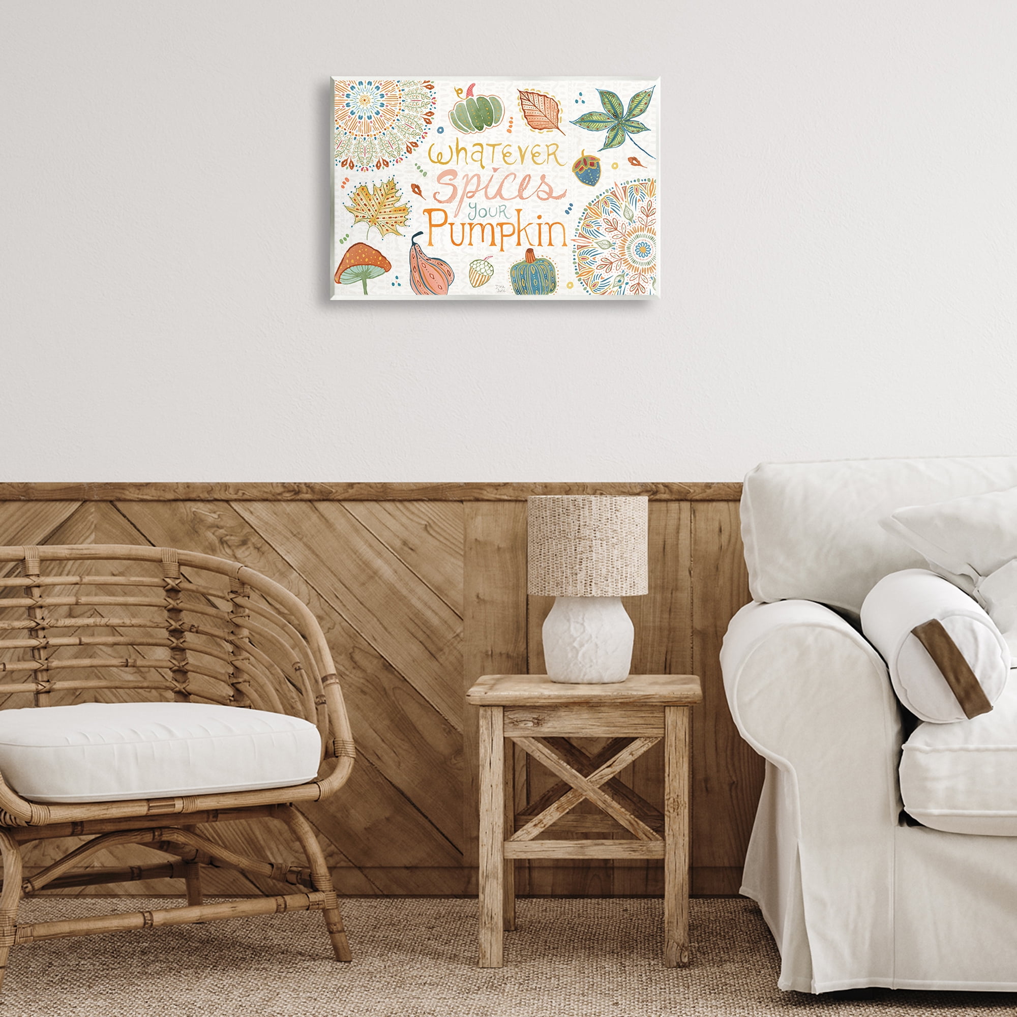 Stupell Industries Whatever Spices Your Pumpkin Holiday Painting Unframed Art Prints Wall Art, 19 x 13