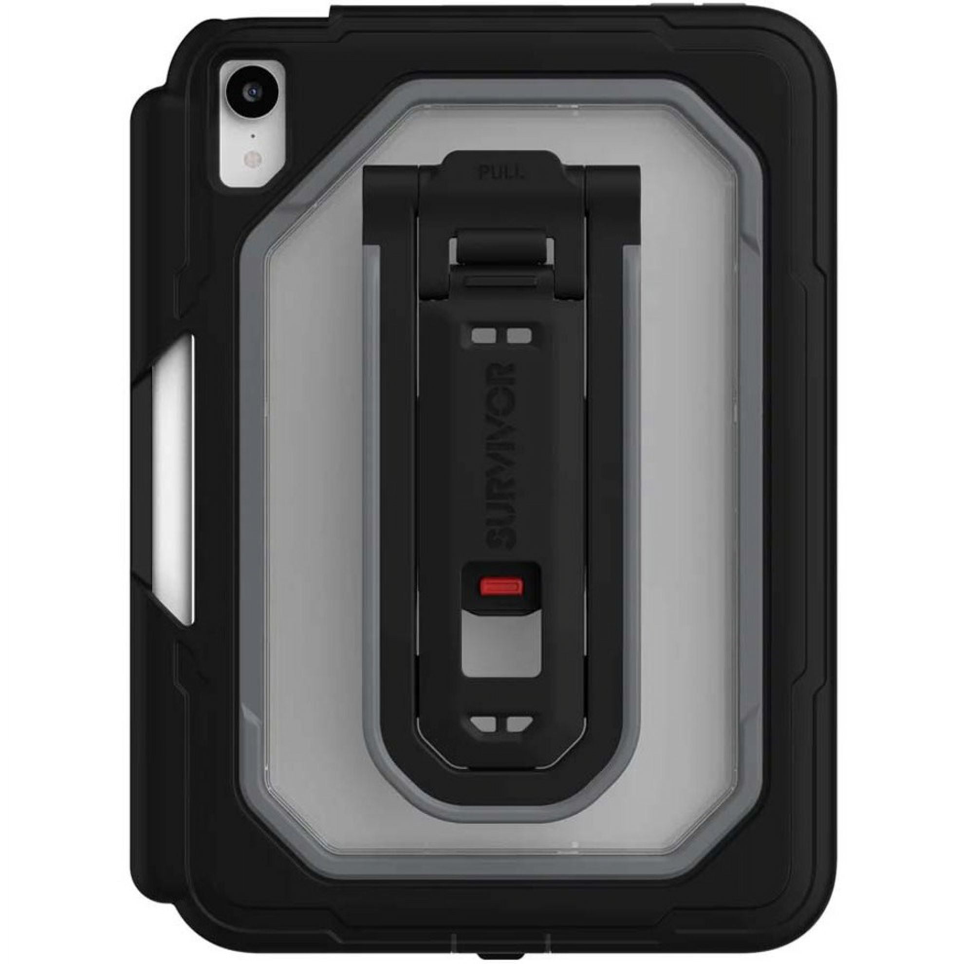 Survivor All-Terrain Rugged Carrying Case Apple iPad mini (6th Generation) Tablet, Apple Pencil (2nd Generation), Stylus - 3X Military Grade Protection with Kickstand + Pencil Holder -Black